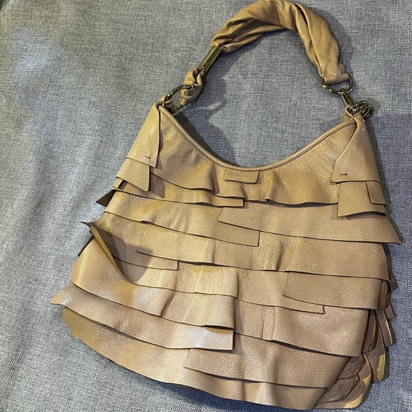 YSL Yves Saint Laurent Beige Leather St. Tropez Hobo Purse - Picture 3 of 12